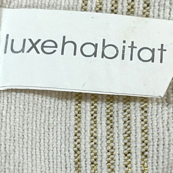 LuxeHabitat Beige & Gold Floss Thread Woven Table Runner 15.5” X 72.5” READ MORE - Picture 2 of 6